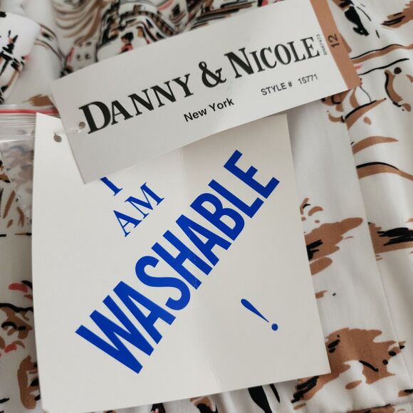 NWT $72 Danny Nicole Womens Sleeveless Midi Button-Up Dress White Belted Size 12 - Picture 7 of 10